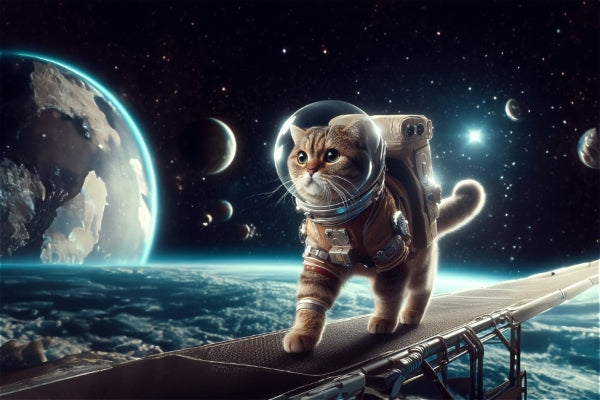 Surreal Space Cat 1 - Postickers™ Poster Print