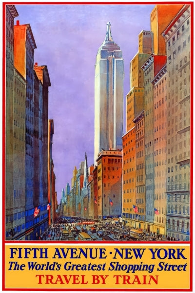 Travel New York 5th Ave by Train Remastered Poster Print - Postickers™ Poster Print