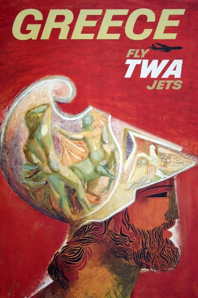 Travel Greece via TWA Remastered Poster Print - Postickers™ Poster Print