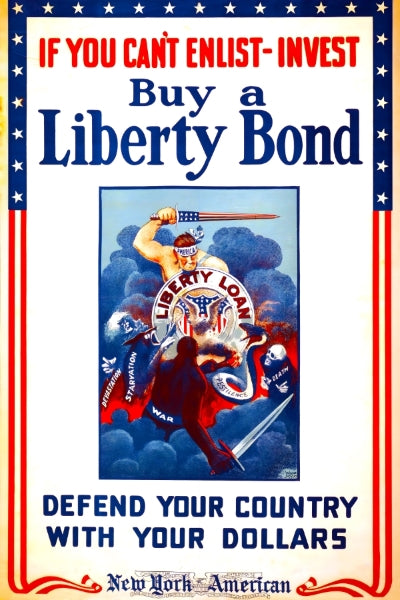 Vintage Wartime Liberty Bonds Remastered - Postickers™ Poster Print