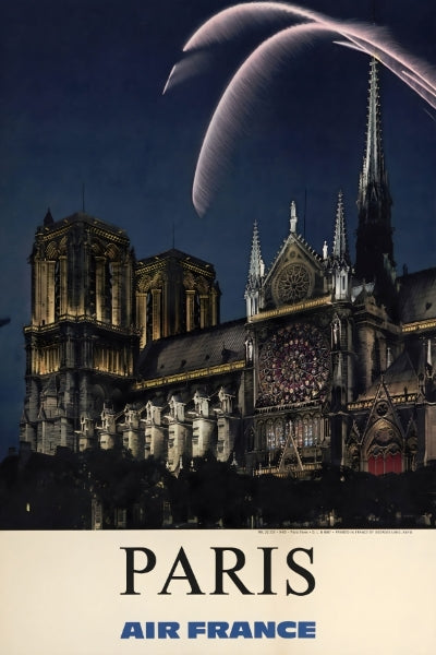 Travel Paris via Air France Poster Remastered Poster Print - Postickers™ Poster Print