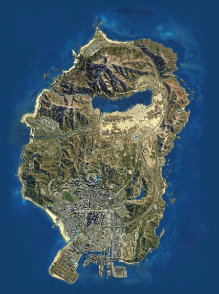 HUGE GTAV MAP - Postickers™ Poster Print