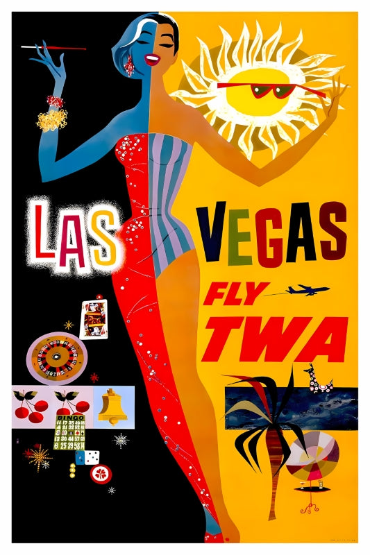 Travel Las Vegas via TWA Remastered Poster Print - Postickers™ Poster Print