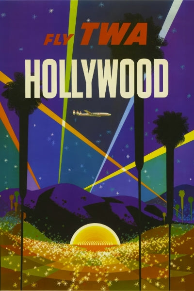 Travel Hollywood via TWA Remastered Poster Print - Postickers™ Poster Print