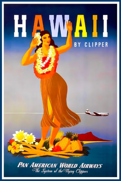 Travel Hawaii via Pan American World Airways Remastered Print - Postickers™ Poster Print