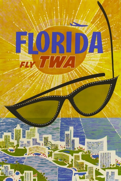 Travel Florida via TWA Remastered Poster Print - Postickers™ Poster Print