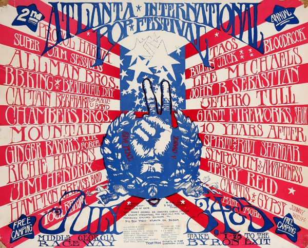 Vintage Music Atlanta Pop Festival Remastered - Postickers™ Poster Print