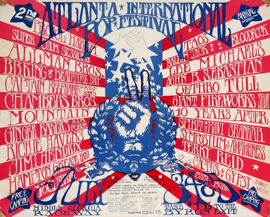 Vintage Music Atlanta Pop Festival Remastered - Postickers™ Poster Print