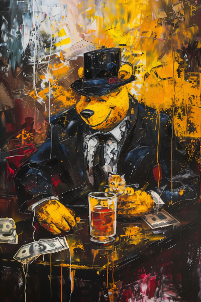 Surreal Bear At The Bar - Postickers™ Poster Print