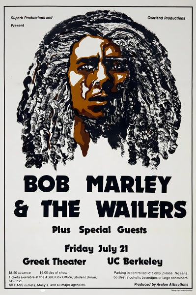 Vintage Music Bob Marley Concert Poster Remastered - Postickers™ Poster Print