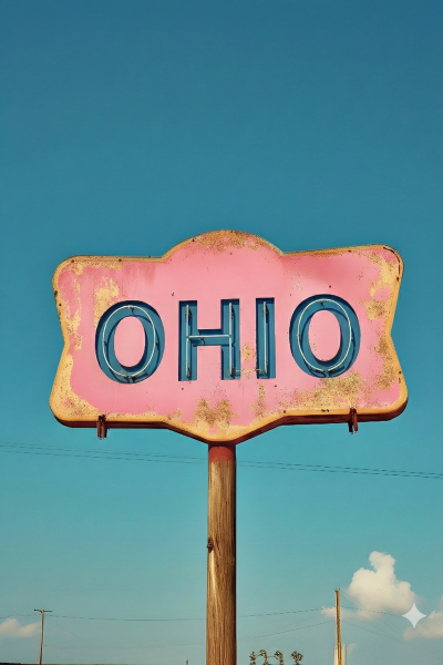 Ohio Sign Pink and Blue - Postickers™ Poster Print