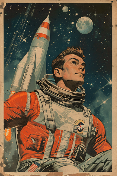 Spaceman Looking Up - Postickers™ Poster Print