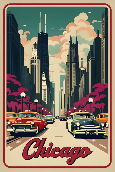 Travel Old Chicago USA - Postickers™ Poster Print
