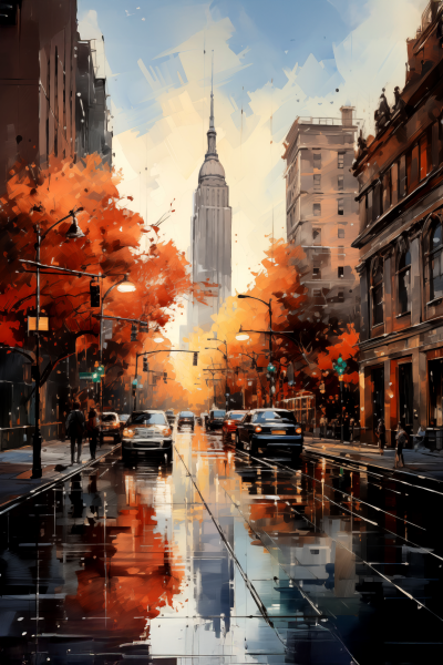 Street Scene Painting - Postickers™ Poster Print