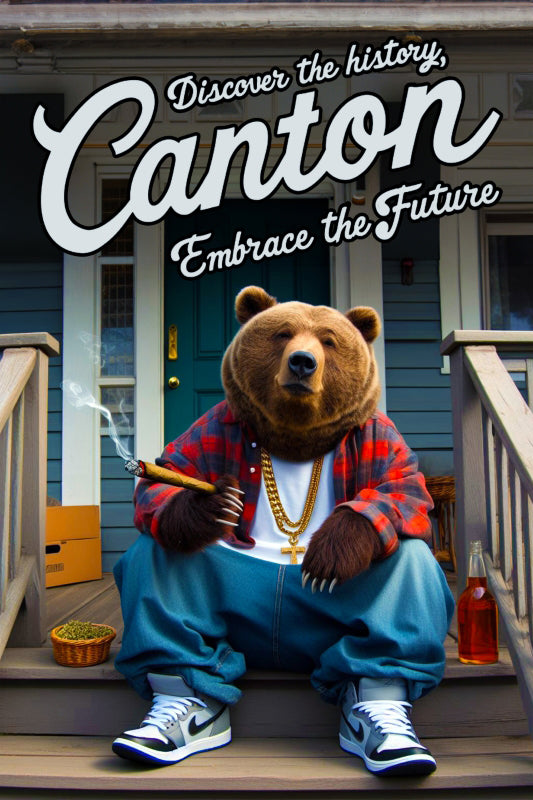 Local Visit Canton Bear on the Porch - Postickers™ Poster Print