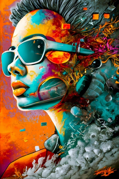 Surreal Cool Young Mechanical Female - Postickers™ Poster Print