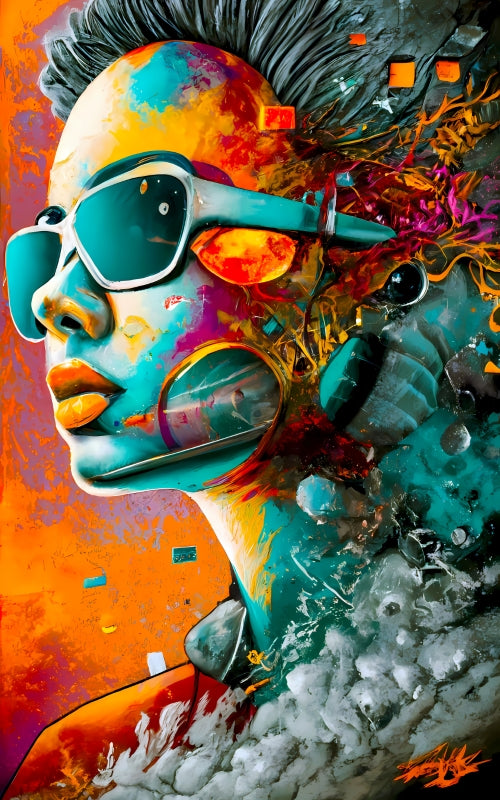 Surreal Cool Young Mechanical Female - Postickers™ Poster Print
